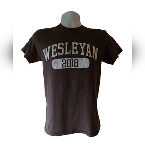 Wesleyan 2018 men's brown short-sleeve graphic t-shirt size S